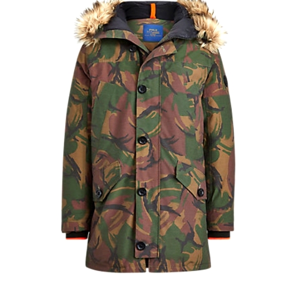 Polo Ralph Lauren Camo Faux Fur Down Parka Jacket - Picture 2 of 12